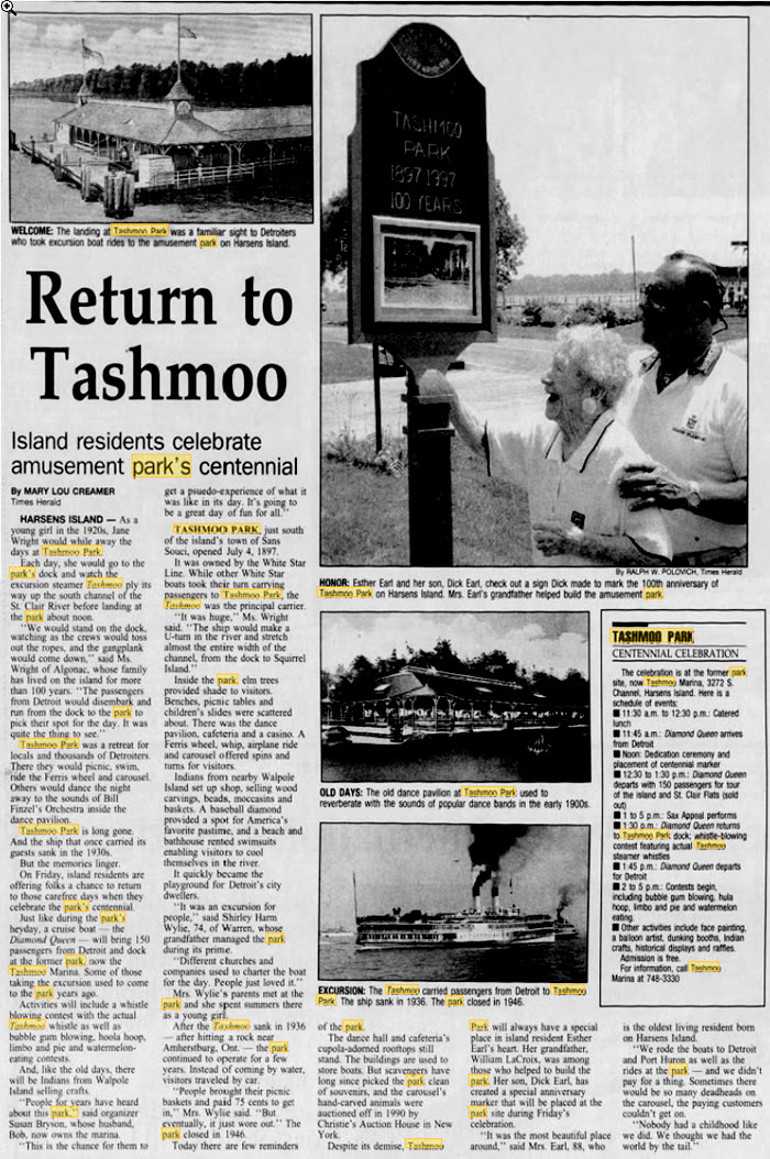 Tashmoo Park - Great Article On The Park July 3 1997